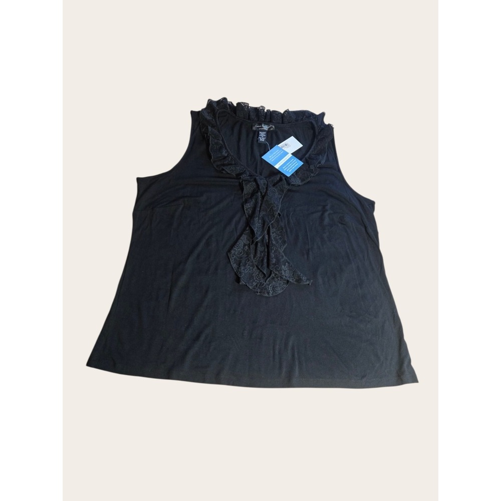 Cable & Gauge Women's Short-Sleeved Top Size 1X Black Lace-Up NWT